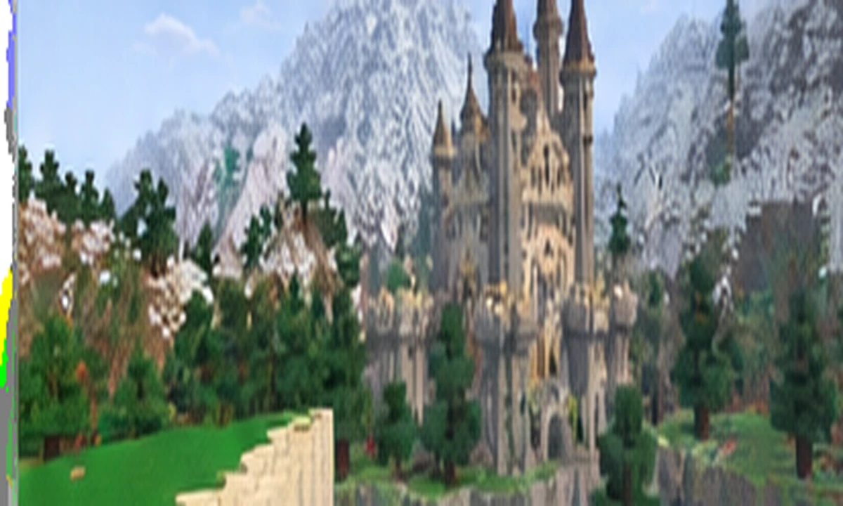 Voxel castle build showing the scale of structured Minecraft construction