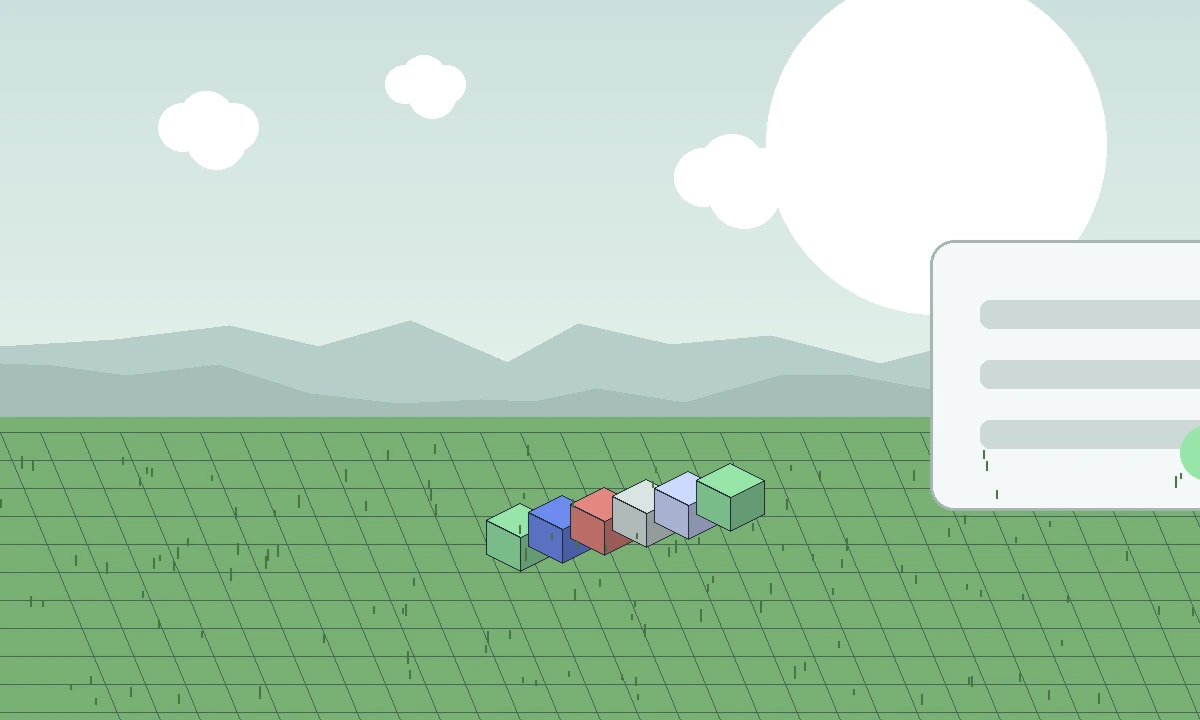 Minecraft-style installation scene with structured building steps