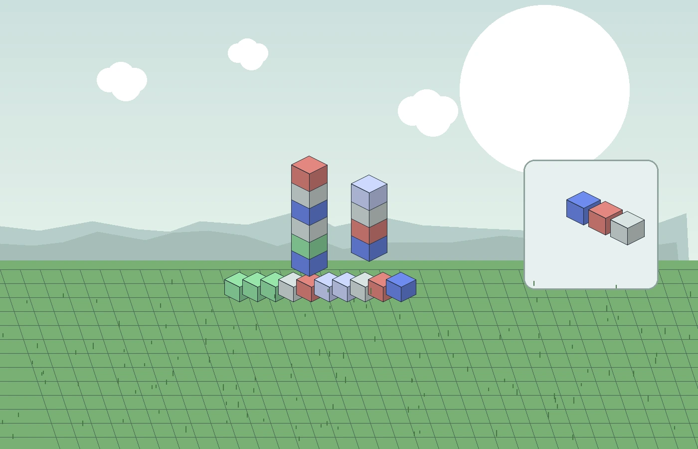 Minecraft-style block build scene representing download and setup preparation